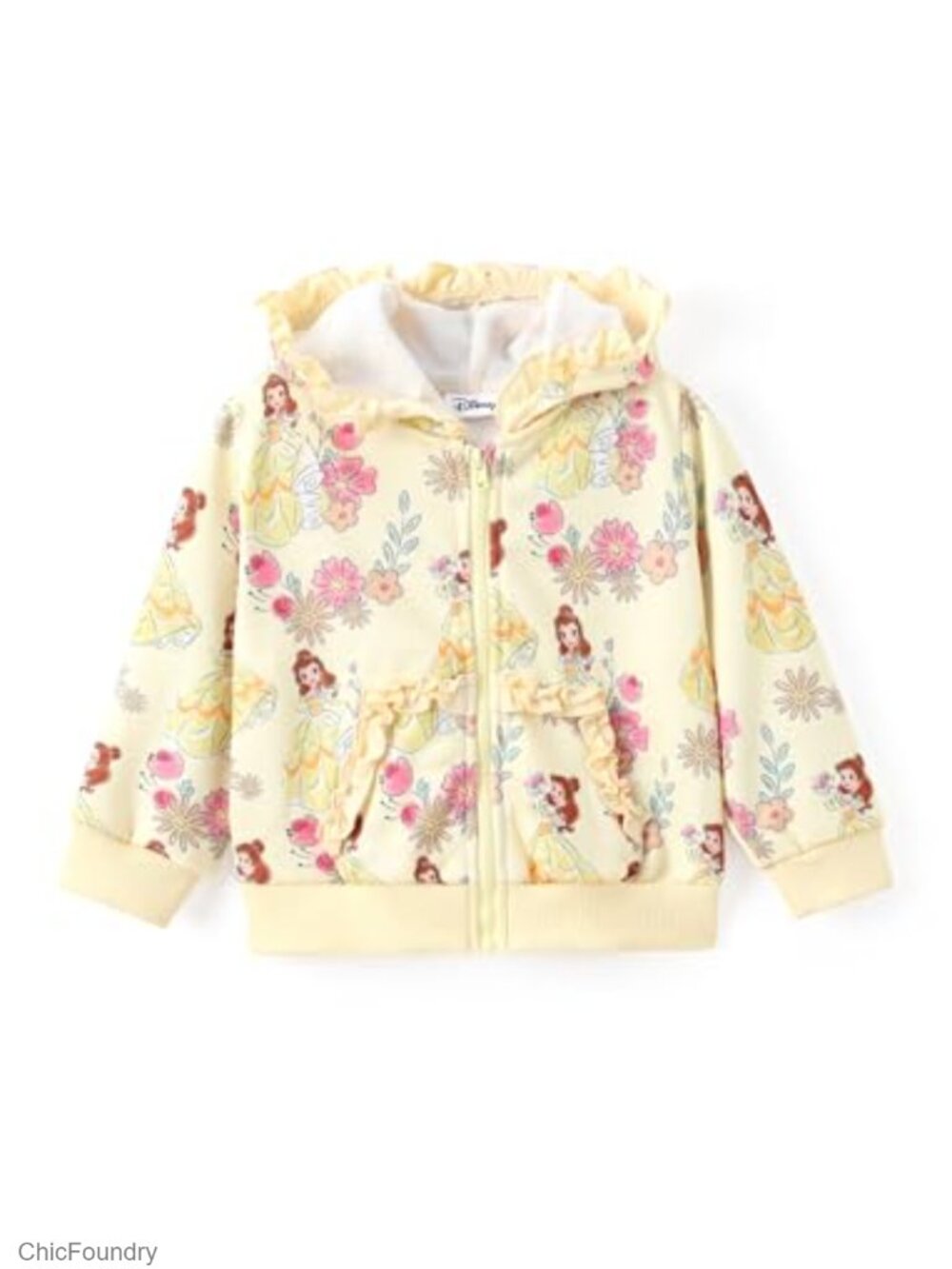 Disney Princess Girls Zip Up Hoodie Toddler Kid Polyester Sweatshirt Jacket